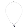 14K White Gold Diamond and Blue Sapphire Teardrop Twist Necklace - 0.6 ct