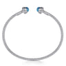 14K White Gold Diamond and Blue Topaz Bujukan Open Bangle - 0.19 ct