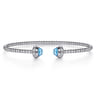 14K White Gold Diamond and Blue Topaz Bujukan Open Bangle - 0.19 ct