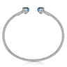 14K White Gold Diamond and Blue Topaz Bujukan Open Bangle - 0.19 ct