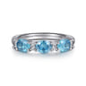 14K White Gold Diamond and Blue Topaz Fashion Ring - 0.1 ct