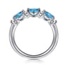 14K White Gold Diamond and Blue Topaz Fashion Ring - 0.1 ct