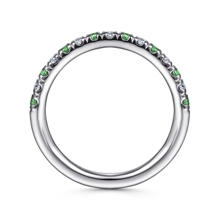 Straight Wedding Ring in 14k White Gold with Round Emerald at Gabriel & Co. - Shot 2