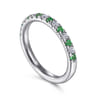 Straight Wedding Ring in 14k White Gold with Round Emerald at Gabriel & Co.