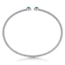 14K White Gold Diamond and Emerald Bujukan Split Bangle - 0.12 ct