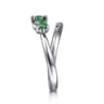 14K White Gold Diamond and Emerald Bypass Ring - 0.15 ct