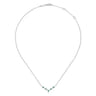 14K White Gold Diamond and Emerald Curved Bar Necklace - 0.1 ct