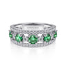 14K White Gold Diamond and Emerald Ladies Ring - 0.6 ct
