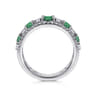 14K White Gold Diamond and Emerald Ladies Ring - 0.6 ct
