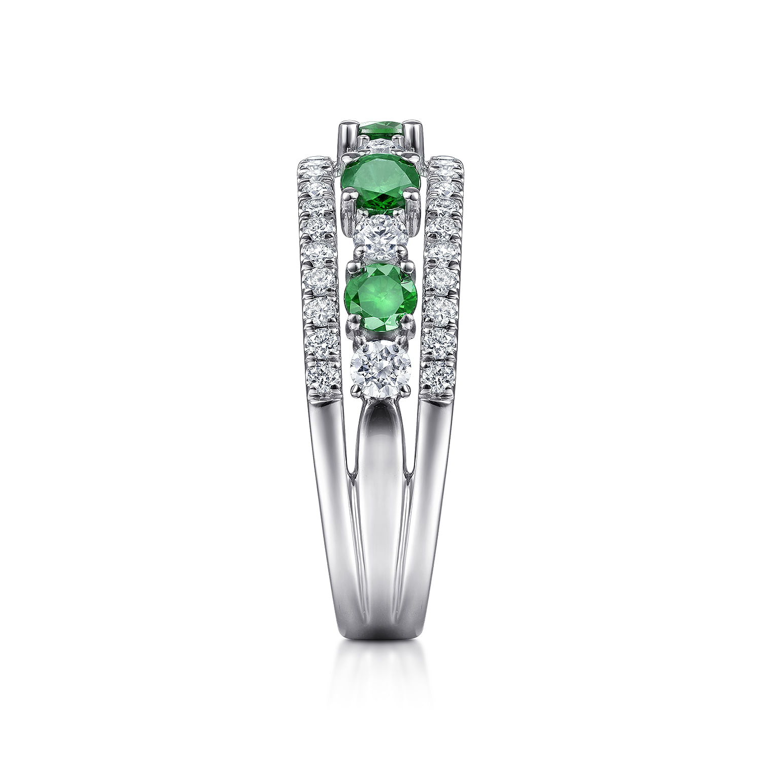 14K White Gold Diamond and Emerald Ladies Ring
