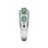 14K White Gold Diamond and Emerald Ladies Ring - 0.6 ct
