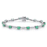 14K White Gold Diamond and Emerald Tennis Bracelet - 1.15 ct
