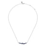 14K White Gold Diamond and Marquise Blue Sapphire Bar Necklace - 0.24 ct