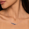 14K White Gold Diamond and Marquise Blue Sapphire Bar Necklace - 0.24 ct