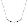 14K White Gold Diamond and Marquise Blue Sapphire Bar Necklace - 0.14 ct