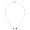 14K White Gold Diamond and Marquise Blue Sapphire Bar Necklace - 0.14 ct