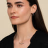 14K White Gold Diamond and Marquise Blue Sapphire Bar Necklace - 0.14 ct