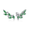 14K White Gold Diamond and Marquise Emerald Ear Climber Earrings - 0.18 ct