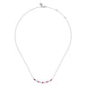 14K White Gold Diamond and Marquise Ruby Bar Necklace - 0.14 ct