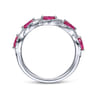 14K White Gold Diamond and Marquise Ruby Twisted Ring - 0.3 ct