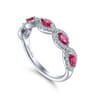 14K White Gold Diamond and Marquise Ruby Twisted Ring - 0.3 ct