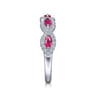 14K White Gold Diamond and Marquise Ruby Twisted Ring - 0.3 ct