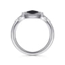 14K White Gold Diamond and Onyx Marquise Statement Ring - 0.22 ct