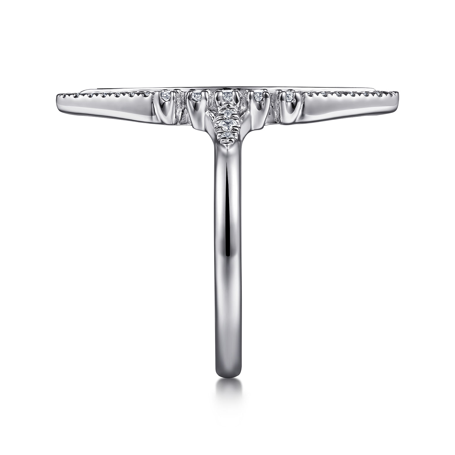 14K White Gold Diamond and Onyx Marquise Statement Ring