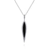 14K White Gold Diamond and Onyx Pendant Necklace - 0.35 ct