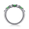 14K White Gold Diamond and Oval Emerald Band Ring - 0.35 ct