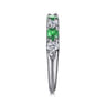 14K White Gold Diamond and Oval Emerald Band Ring - 0.35 ct
