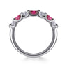 14K White Gold Diamond and Oval Ruby Band Ring - 0.35 ct