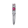 14K White Gold Diamond and Oval Ruby Band Ring - 0.35 ct