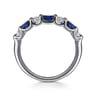 14K White Gold Diamond and Oval Sapphire Band Ring - 0.35 ct