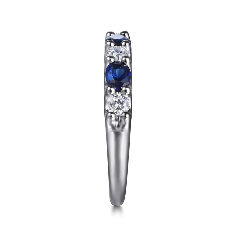 14K White Gold Diamond and Oval Sapphire Band Ring - 0.35 ct - Shot 4