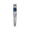 14K White Gold Diamond and Oval Sapphire Band Ring - 0.35 ct