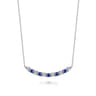 14K White Gold Diamond and Oval Sapphire Bar Necklace - 0.5 ct