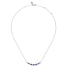 14K White Gold Diamond and Oval Sapphire Bar Necklace - 0.5 ct