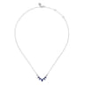 14K White Gold Diamond and Pear Blue Sapphire Chevron Bar Necklace - 0.06 ct