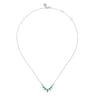 14K White Gold Diamond and Pear Emerald Chevron Bar Necklace - 0.06 ct