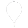 14K White Gold Diamond and Pear Emerald Vertical Bar Necklace - 0.15 ct