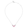 14K White Gold Diamond and Pear Ruby Chevron Bar Necklace - 0.06 ct