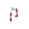 14K White Gold Diamond and Pear Ruby J-Hoop Earrings - 0.11 ct
