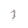 14K White Gold Diamond and Pear Ruby J-Hoop Earrings - 0.11 ct