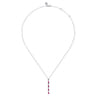 14K White Gold Diamond and Pear Ruby Vertical Bar Necklace - 0.15 ct