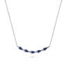 14K White Gold Diamond and Pear Sapphire Bar Necklace - 0.13 ct