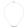 14K White Gold Diamond and Pear Sapphire Bar Necklace - 0.13 ct