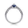 14K White Gold Diamond and Pear Sapphire Chervon Ladies Ring - 0.35 ct