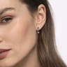 14K White Gold Diamond and Pear Sapphire J-Hoop Earrings - 0.11 ct