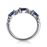 14K White Gold Diamond and Pear Sapphire Ladies Ring - 0.1 ct